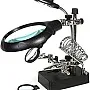 2.5 X 7.5X 10X LED Light Magnifier Helping Hand Auxiliary Clamp Alligator Clip Stand