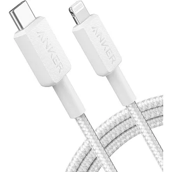 كابل USB-C الى لايتنينج من انكر 322 (مضفر) 6 قدم - ابيض