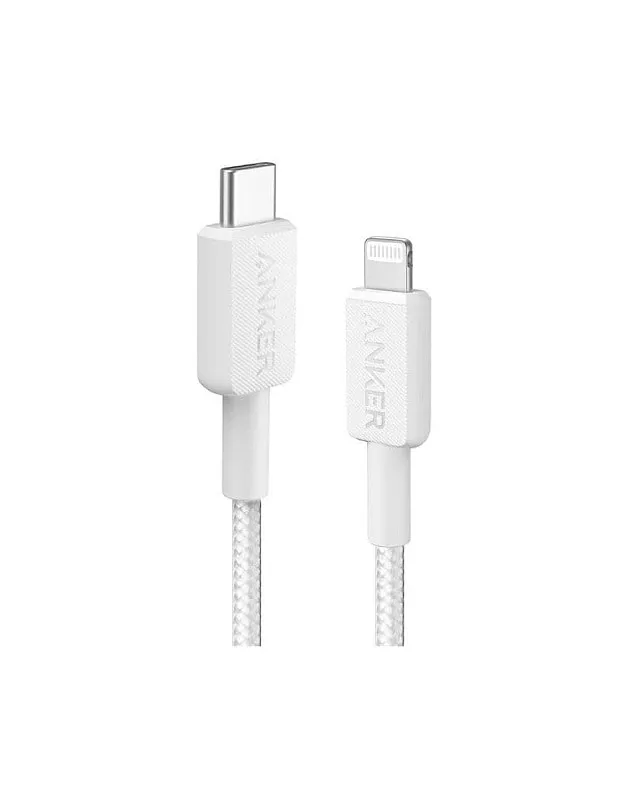 Anker A81A6 Braided USB-C to Lightning Cable, MFi Certified, 1.8m Fast Charge(6FT) combatiable with Lightning device, including a wide range of iPhones, iPads, and AirPods - White
