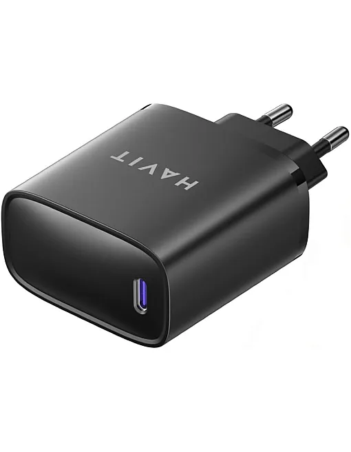شاحن من هافيت بمنفذ USB متوافق مع سامسونج S22 و S23 و S24 الترا بقوة 45 واط مع منفذ واحد و تقنية GaN للشحن السريع