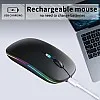 KANMABPC Wireless Bluetooth Mouse, Rechargeable LED Dual Mode Mouse (Bluetooth 5.2 and USB Receiver) Portable Silent Mouse,for Laptop/Desktop/Tablet(Black)