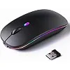 KANMABPC Wireless Bluetooth Mouse, Rechargeable LED Dual Mode Mouse (Bluetooth 5.2 and USB Receiver) Portable Silent Mouse,for Laptop/Desktop/Tablet(Black)