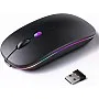 KANMABPC Wireless Bluetooth Mouse, Rechargeable LED Dual Mode Mouse (Bluetooth 5.2 and USB Receiver) Portable Silent Mouse,for Laptop/Desktop/Tablet(Black)