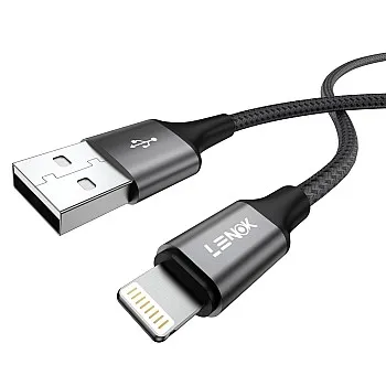 كابل شحن USB-A متوافق مع منفذ آيفون من لينوك، مغطى بالنايلون مزامنة البيانات لآيفون 14/13/12/11/X/XS/XR/8/8 بلس/SE (1 م)