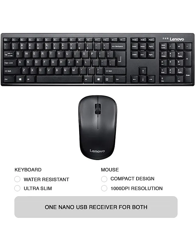 Lenovo 100 Wireless Combo Keyboard and Mouse