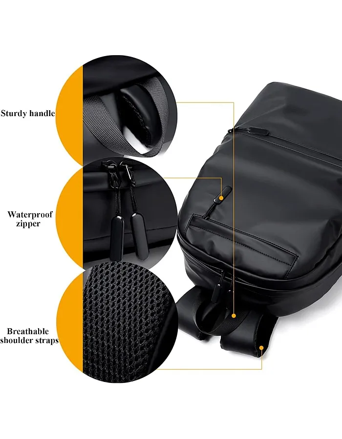 Qiccijoo Laptop Backpack for Men or Women, Water Resistant Travel Backpacks,Fashion Slim Durable College School Backpacks Fits 15.6 Inch Laptop Business Travel Anti Theft Bookbag Gift(Black)