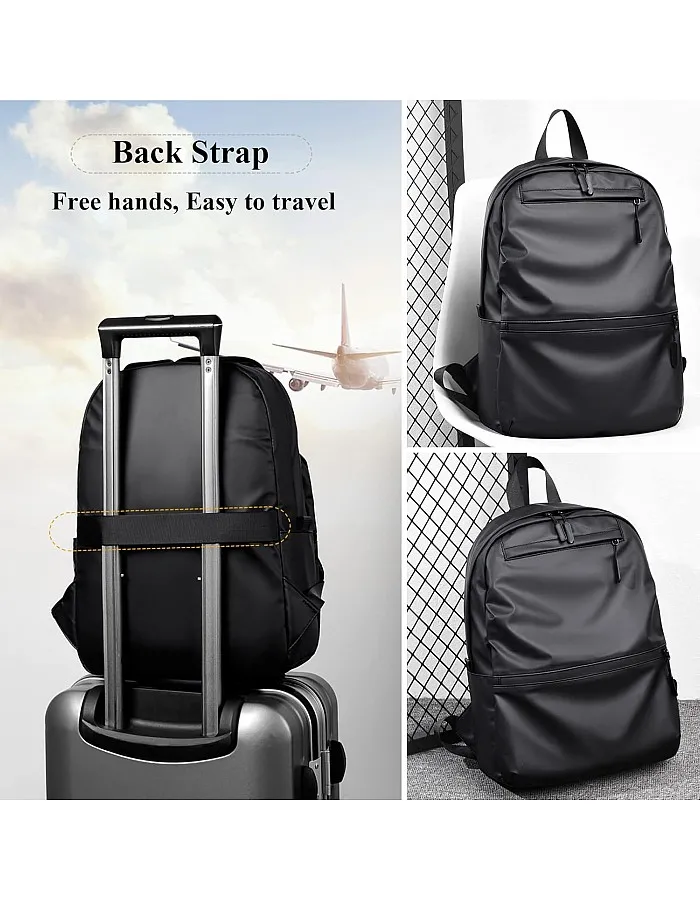 Qiccijoo Laptop Backpack for Men or Women, Water Resistant Travel Backpacks,Fashion Slim Durable College School Backpacks Fits 15.6 Inch Laptop Business Travel Anti Theft Bookbag Gift(Black)