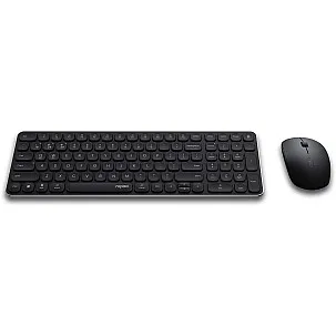 Rapoo 9320M Bluetooth 4.0, 5.0 + 2.4G Wireless Multi-Mode Keyboard Mouse Combo, Aluminum Base, 2400 DPI, 10M Range, Compact Dark Grey