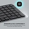 Rapoo 9320M Bluetooth 4.0, 5.0 + 2.4G Wireless Multi-Mode Keyboard Mouse Combo, Aluminum Base, 2400 DPI, 10M Range, Compact Dark Grey