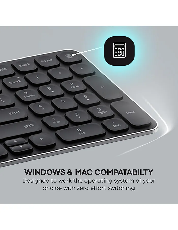 Rapoo 9320M Bluetooth 4.0, 5.0 + 2.4G Wireless Multi-Mode Keyboard Mouse Combo, Aluminum Base, 2400 DPI, 10M Range, Compact Dark Grey