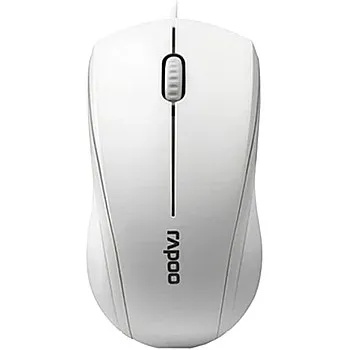 Rapoo N1200 Silent Wired Mouse, 1000 DPI 5ft Cord Quiet Button Optical Computer Mouse, Left Right Hand Use, for Laptop Chromebook Mac Notebook, Matte White