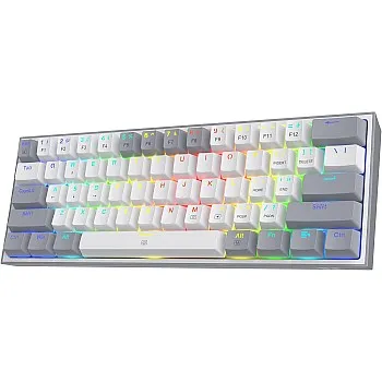 Redragon K617 60% Wired RGB Gaming Keyboard, Compact 61 Key Mechanical Keyboard, Linear Red Switch, Pro Driver Support (Gray)