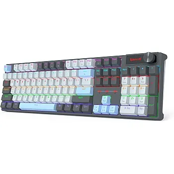 Redragon K718 kabelgebundene 104-Tasten-Gaming-Tastatur, mechanische Tastatur, Regenbogen-Hintergrundbeleuchtung, dedizierter Knopfsteuerung, schallabsorbierende Schaumstoffe, Hot-Swap, roter Schalter