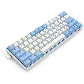 Redragon Wired Mechanical Keyboard FIZZ K617 60%, Red Switches, No-Slip Stand, Vibrant RGB, Hot-Swappable, 20 Presets Backlighting, Detachable Type-C Cable, English Layout, (White - Blue)