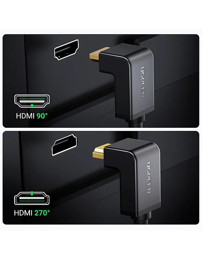 Ugreen HDMI Cable Right Angle 90 Degree 2M - HD103 - Black