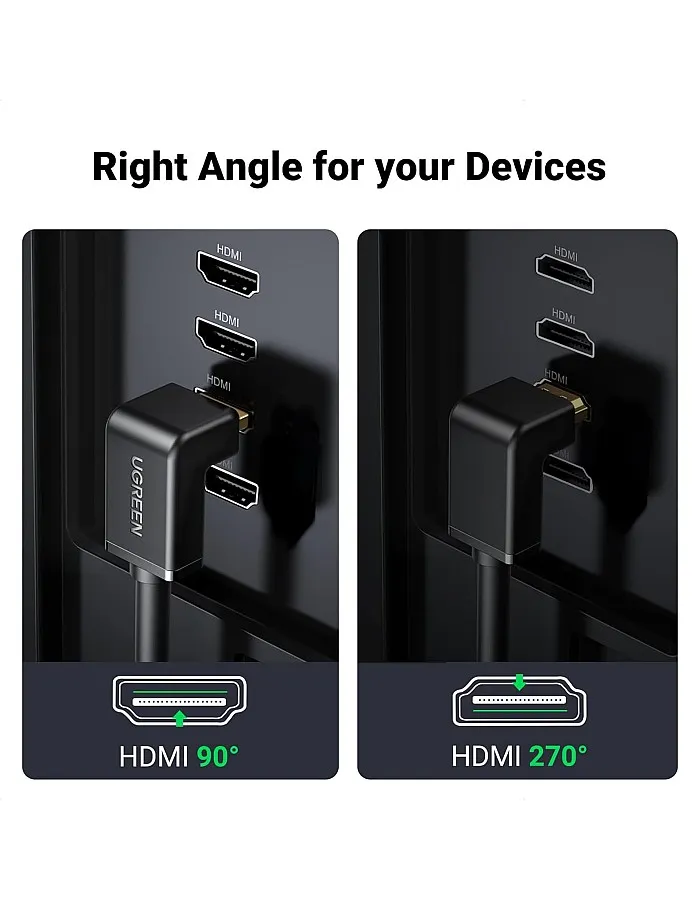 Ugreen HDMI Cable Right Angle 90 Degree 2M - HD103 - Black