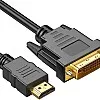 كابل محول منفذ HDMI إلى DVI بطول 1.5 متر تحويل A DVI-D 24+1 ثنائي الاتجاه 1080P FHD متوافق مع الكمبيوتر وراسبيري باي وتي في بوكس والشاشة وجهاز العرض واكس