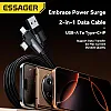 ESSAGER USB-A to USB-C + iPhone-Compatible Port Dual Connector Cable (3A Fast Charging) – Durable Nylon Braided – for iPhone, iPad, Samsung, Huawei & More (1 Meter)