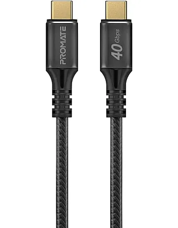 كيبل USB-C من بروميت فائق السرعة 240 واط لتوصيل الطاقة ثاندربولت 3 مع دعم شاشة 8K، مضفر ومغطى بالنايلون 100 سم وسرعة نقل 40 جيجابت في الثانية لجمي