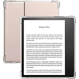 حافظة فكرة لجهاز Kindle Oasis الجديد كليًا مقاس 7 انش الجيل العاشر اصدار 2019 والجيل التاسع 2017 غطاء زوايا معززة كيندل اويسيس ظهر شفاف جلد