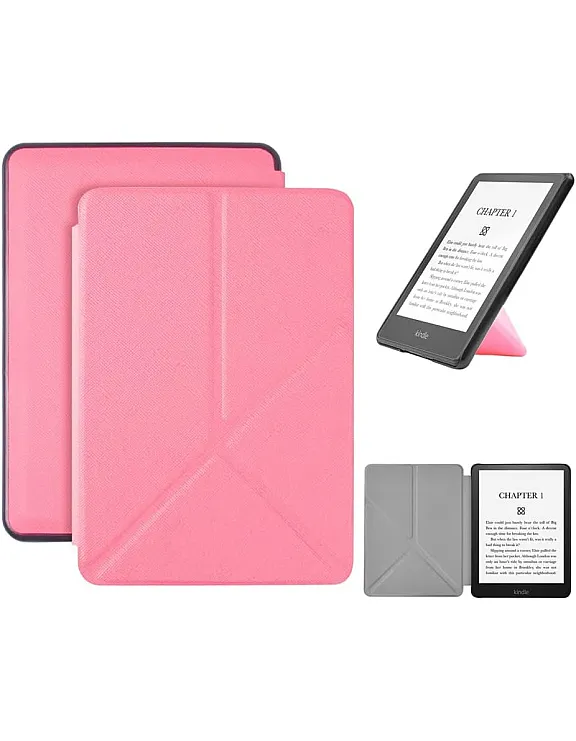 PU Leather flexible back Flip Case for Kindle Paperwhite 11th and Kindle Paperwhite Signature Edition (6.8 inch, 2021 Release) - Cover with Auto Wake/Sleep/Pink