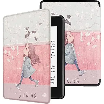 حافظة فاخرة من جلد البولي يوريثين لجهاز Kindle Paperwhite الجيل الحادي عشر واصدار المميز 6.8 انش اصدار 2021 - غطاء مع خاصية التنبيه - النوم التلقائي ل
