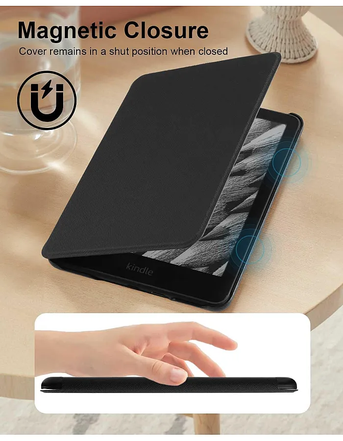حافظة فاخرة من الجلد الصناعي لجهاز Kindle Paperwhite الجيل 11 واصدار Kindle Paperwhite المميز (6.8 انش، اصدار 2021) - غطاء مع خاصية التنبيه/السكون التلقائي (اسو