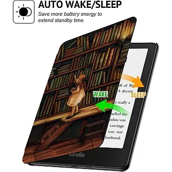 حافظة فاخرة من الجلد الصناعي لجهاز Kindle Paperwhite الجيل 11 واصدار Kindle Paperwhite المميز (6.8 انش، اصدار 2021) - غطاء مع خاصية التنبيه/السكون التلقائي (كتب