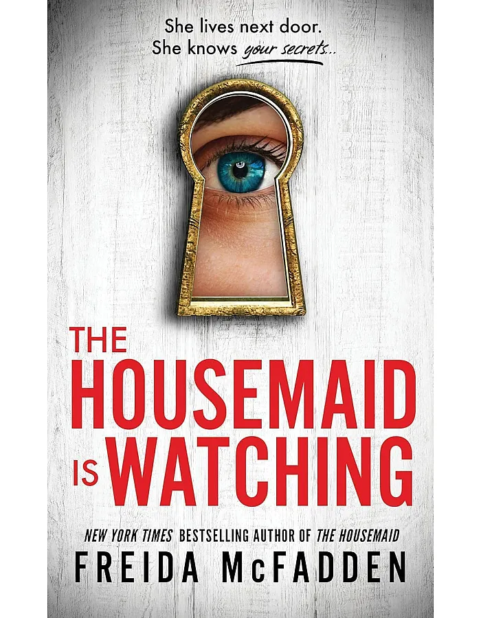The Housemaid Is Watching by Freida McFadden, Hardcover, Dark Blue and Gold, 22 x 15 x 17.8 cm