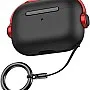 Dl3 Mobilak Case for Airpods Pro 2 Protective Case [With Closure Lid] [Front LED Visible] [With Wrist Strap] Skin Case Compatible with 2022 Airpods Pro 2nd Generation (Black Red)