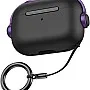 Dl3 Mobilak Case for Airpods Pro 2 Protective Case [With Closure Lid] [Front LED Visible] [With Wrist Strap] Skin Case Compatible with 2022 Airpods Pro 2nd Generation (Black Purple)