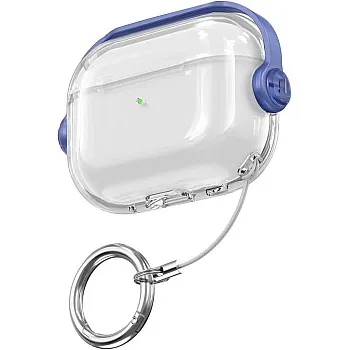 Dl3 Mobilak Case for Airpods Pro 2 Protective Case [With Closure Lid] [Front LED Visible] [With Wrist Strap] Skin Case Compatible with 2022 Airpods Pro 2nd Generation (Clear Blue)
