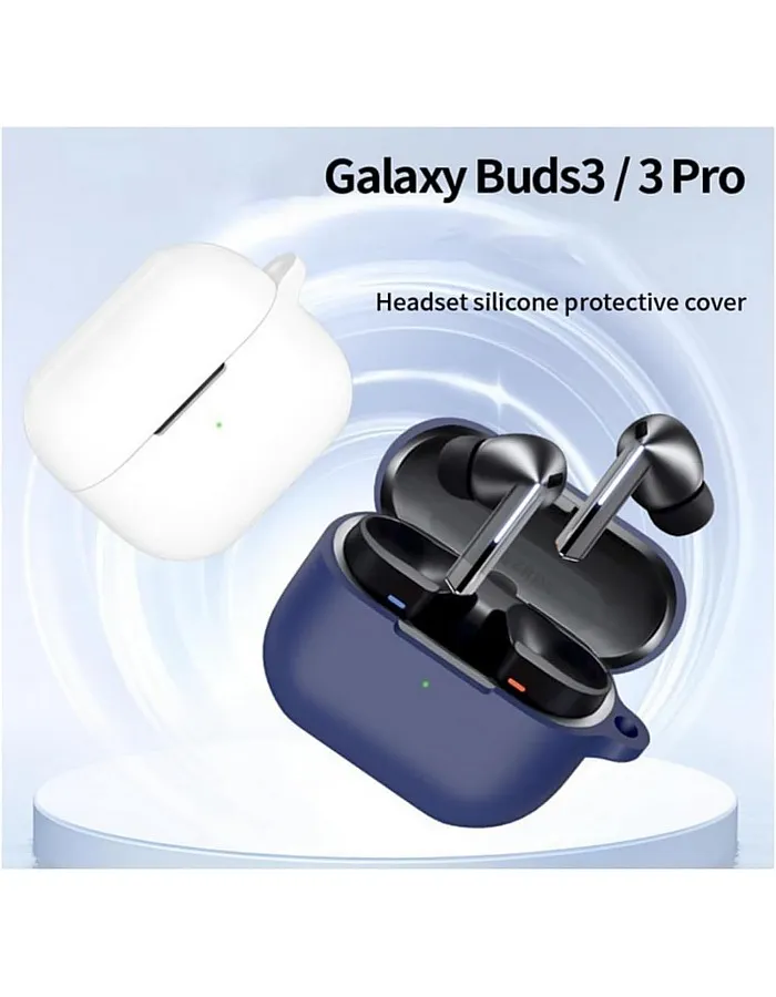 Dl3 Mobilak Compatible with Samsung Galaxy Buds 3 Pro/Buds 3 Case Cover, Soft Silicone Shockproof Protective Case Wireless Earbuds with Carabiner, Front LED Visible (Blue)