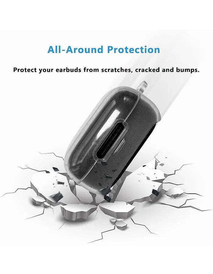 Fekra Compatible with Anker Soundcore R50i NC/Anker P30i Case Cover, Soft Silicone Shockproof Protective Case Wireless Earbuds with Carabiner, Front LED Visible (Clear)