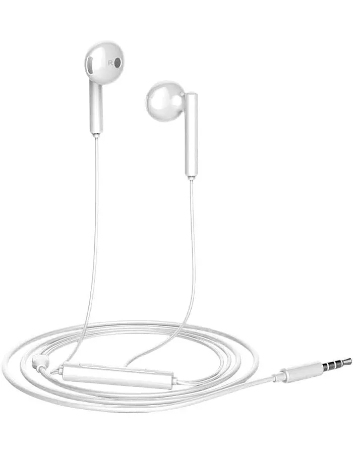 Honor AM115 Wired Half In-ear Headset 3.5mm Jack With Microphone Volume Control Fits Multiple Devices - White