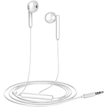 Honor AM115 Wired Half In-ear Headset 3.5mm Jack With Microphone Volume Control Fits Multiple Devices - White