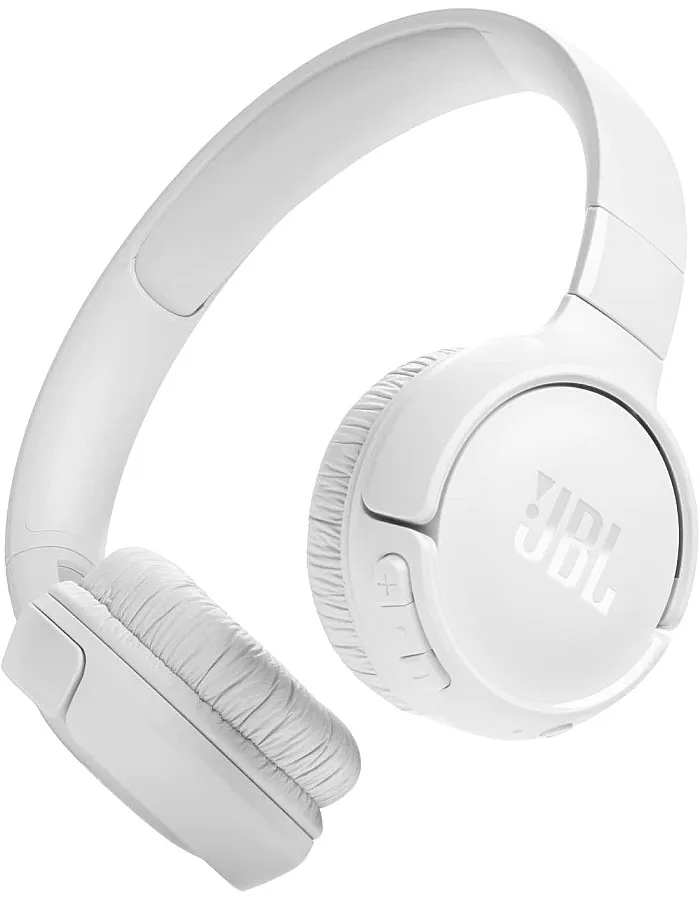 JBL Tune 520BT Wireless On-Ear Headphones, Pure Bass Sound, 57H Battery with Speed Charge, Hands-Free Call Voice Aware, Multi-Point Connection, Lightweight and Foldable - White | 1 year local warranty