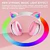 OHAANYY Bluetooth Headphones for Children, Foldable Cat Headphones with LED Flash Lights Glow Lights, Kids Bluetooth 5.0 with Microphone and Volume Control, Card Slot for PC/Tablets/TV (Pink)