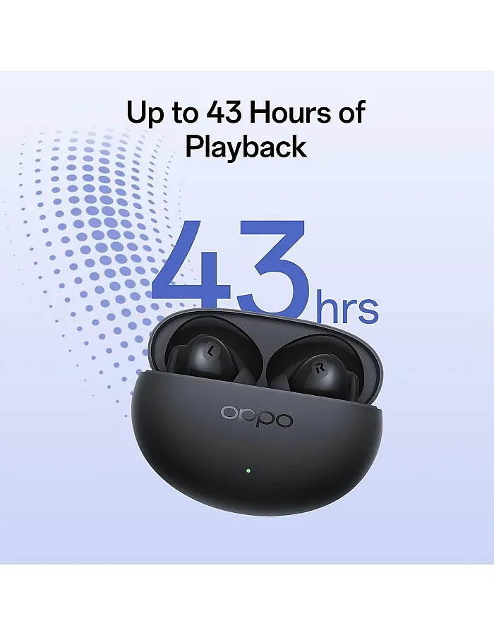 Oppo Enco Bud 3Pro+ سماعات أذن لاسلكية حقيقية مع مشغل 12.4 ملم و32 ديسيبل ANC، وقت تشغيل 43 ساعة، زمن استجابة منخفض، شحن سريع، BT 5.4، IP55، أسود منتصف الليل