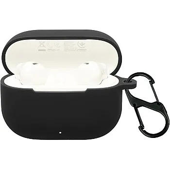 QWYJ Case for Huawei Freebuds SE 4 Case Silicone Protective Case for Huawei Freebuds SE 4 Case with Carabiner Keychain Anti-Lost (Black)