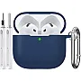 جراب حماية لسماعة آبل ايربودز الجيل الرابع (2024) م ساونس، دعم الشحن اللاسلكي، جراب سيليكون مع مجموعة تنظيف وسلسلة مفاتيح متوافق مع سماعة ا