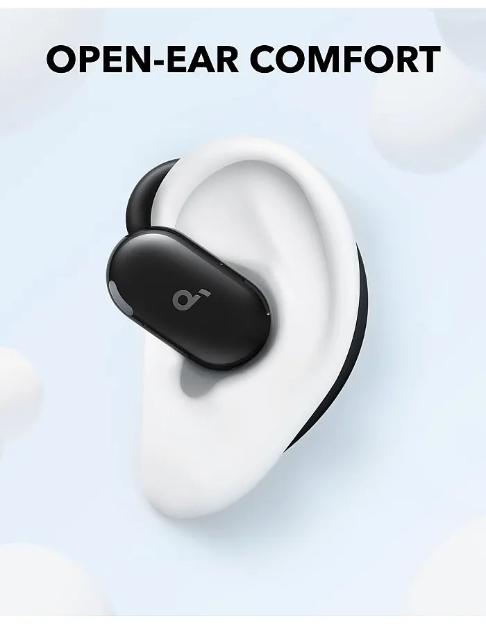 Soundcore V20i by Anker Open-Ear Headphones, Adjustable Ear Hooks, Ultra-Comfort, Snug Fit, Powerful Sound, Clear Calls, LED Lights, 36H Playtime, Bluetooth 5.4 Earbuds, Black - 18 Months Warranty