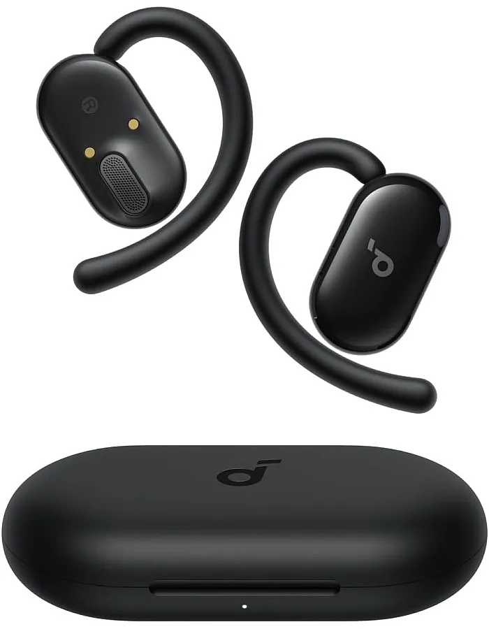 Soundcore V20i by Anker Open-Ear Headphones, Adjustable Ear Hooks, Ultra-Comfort, Snug Fit, Powerful Sound, Clear Calls, LED Lights, 36H Playtime, Bluetooth 5.4 Earbuds, Black - 18 Months Warranty