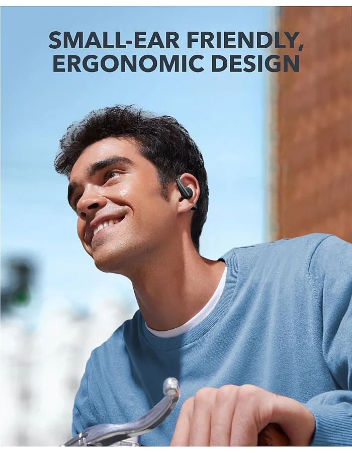 Soundcore by Anker, AeroFit Open-Ear Headphones, Ultra Comfort, Snug Fit, Ergonomic Ear Hook, Balanced Sound, IPX7 Waterproof, 42H Playtime, Bluetooth 5.3, App Control, Black, 18 Months Warranty