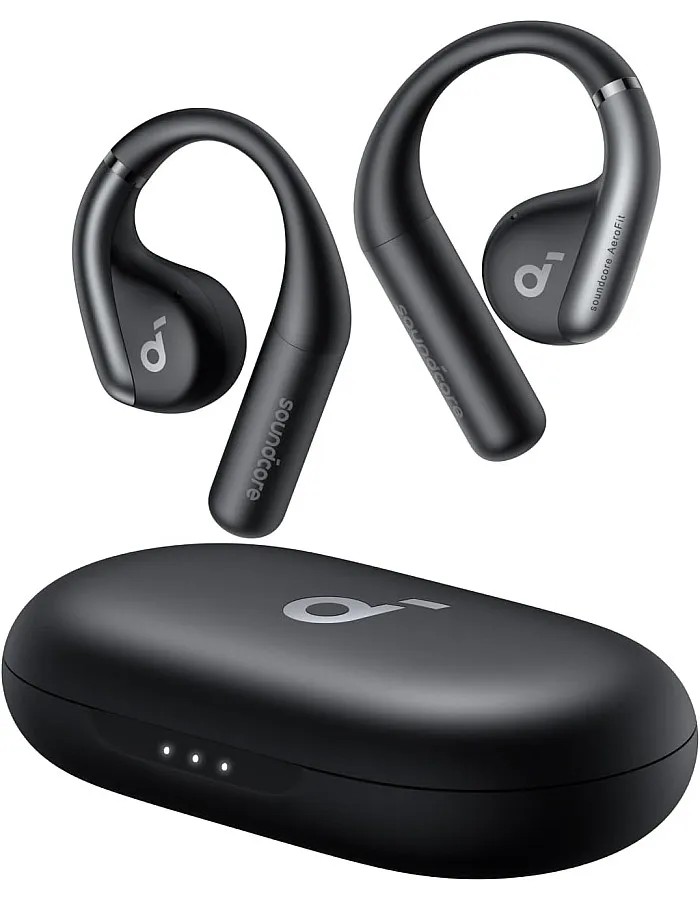 Soundcore by Anker, AeroFit Open-Ear Headphones, Ultra Comfort, Snug Fit, Ergonomic Ear Hook, Balanced Sound, IPX7 Waterproof, 42H Playtime, Bluetooth 5.3, App Control, Black, 18 Months Warranty