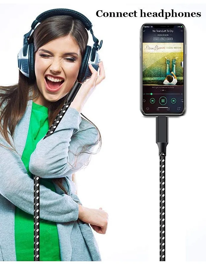 Aux Cable for iPhone in Car 3.5mm Aux Cord Aux lead Compatible with iPhone Works for Car Stereo/Speaker (Black white)