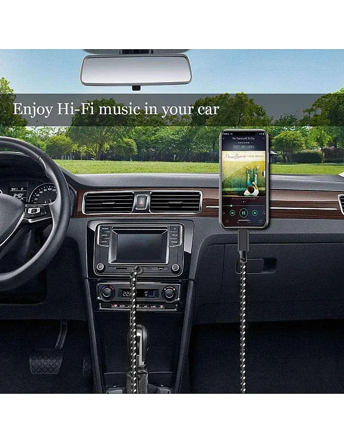 Aux Cable for iPhone in Car 3.5mm Aux Cord Aux lead Compatible with iPhone Works for Car Stereo/Speaker (Black white)