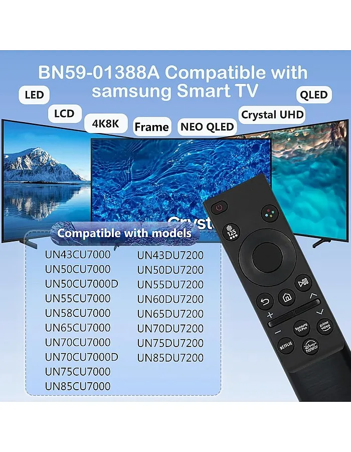 BN59-01388A for Samsung Remote Replacement, BN59-01388A BN59-01388H BN59-01457A Replacement Remote Control for Samsung Crystal 4K UHD CU7000 DU7200 Series Smart TV,for Samsung Smart QLED NEO LED TVs