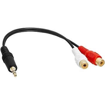 C&E M-CNE63119 6inches 3.5mm Stereo Male to 2 RCA Female Cable Gold-Plated for Samsung (Red/White)