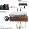 Mersoco 3-Speed Bluetooth Turntable, Vintage Vinyl Turntable, Built-in Stereo Speakers, with Headphone Jack/Auxiliary Input/RCA Line Out, Wood